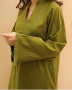 Winter Olive Grace – Premium Dhanak Ensemble