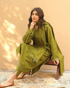 Winter Olive Grace – Premium Dhanak Ensemble