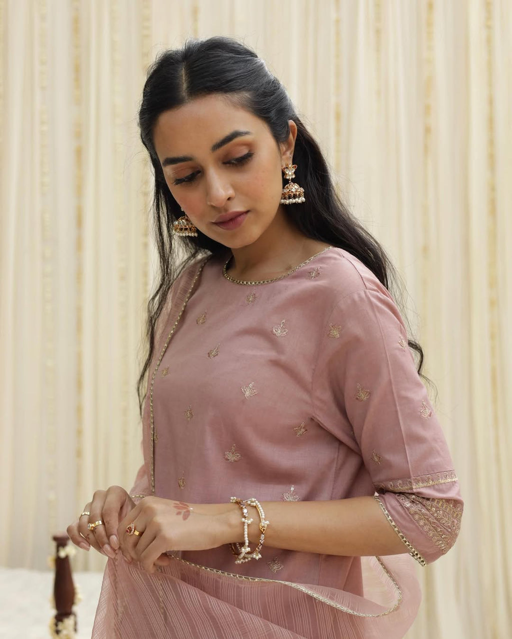 Pink Serenity – Embroidered Stitched Suit