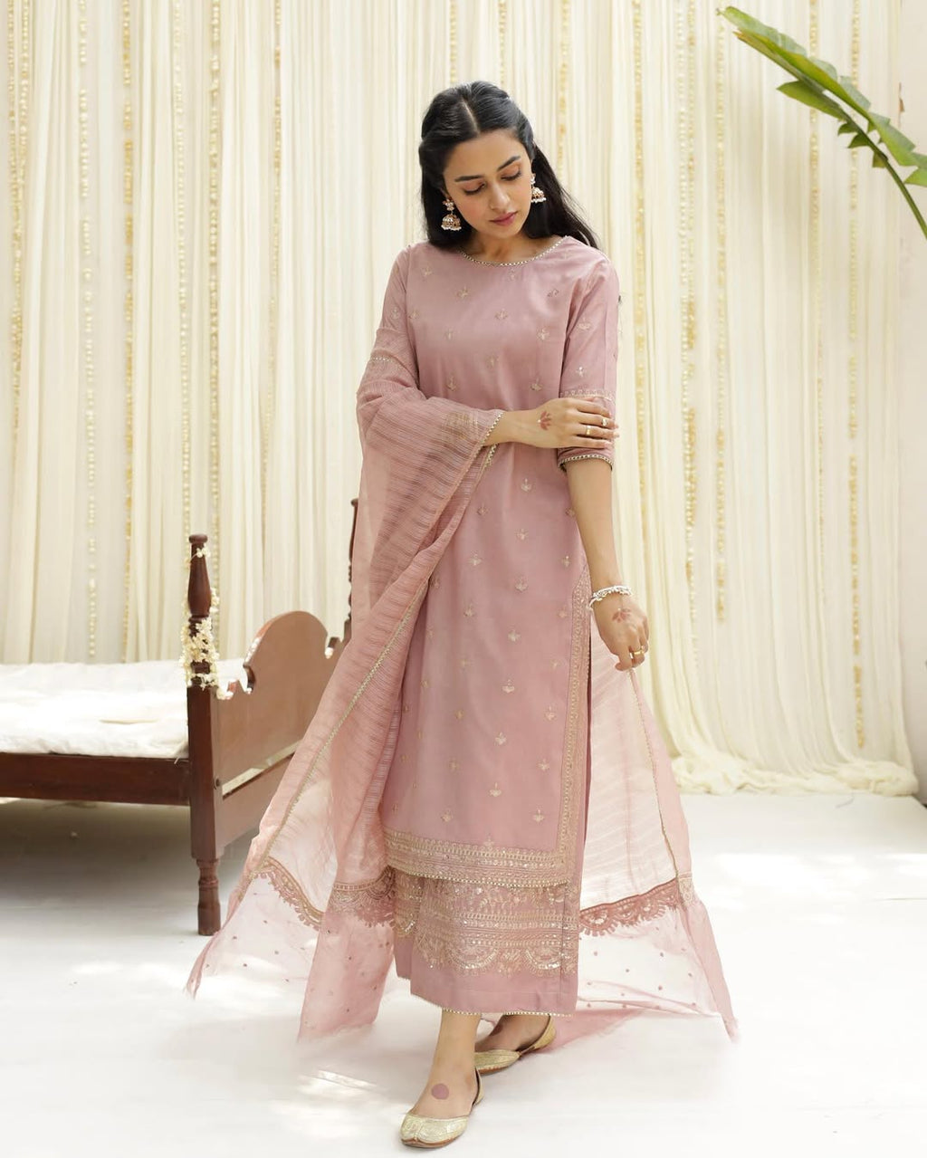 Pink Serenity – Embroidered Stitched Suit