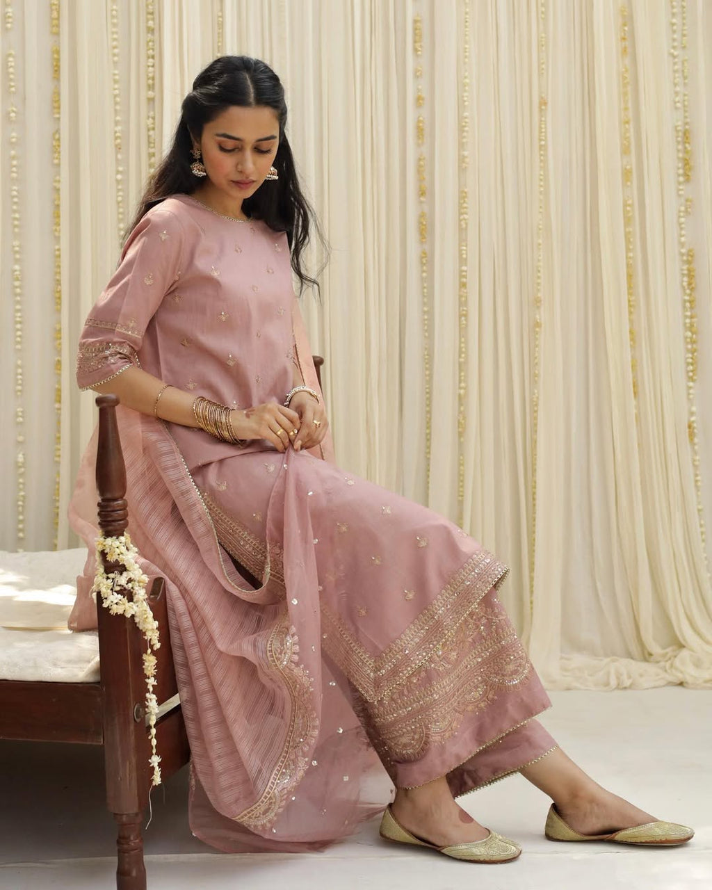 Pink Serenity – Embroidered Stitched Suit