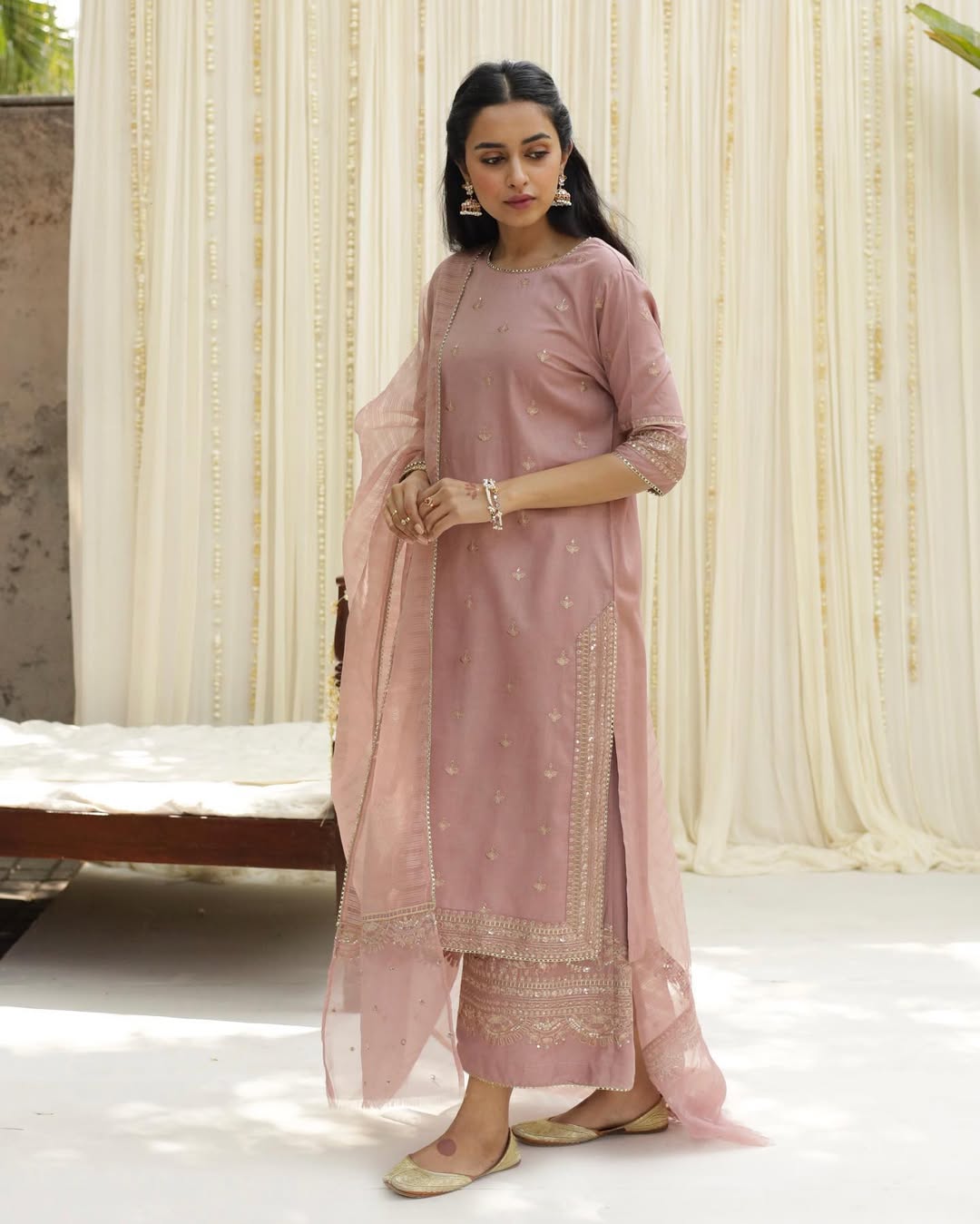Pink Serenity – Embroidered Stitched Suit