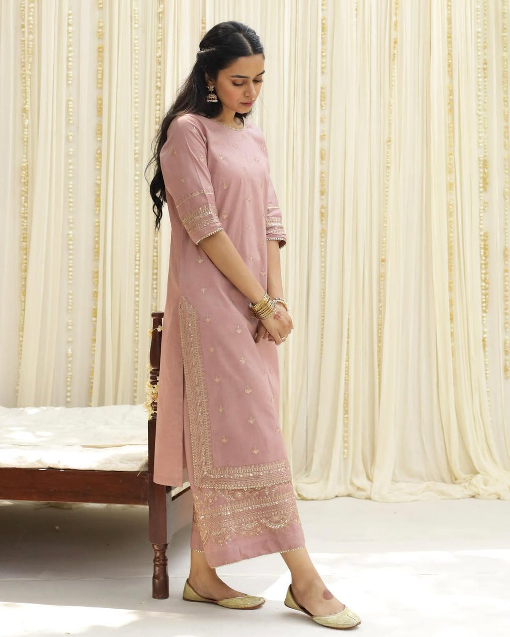 Pink Serenity – Embroidered Stitched Suit