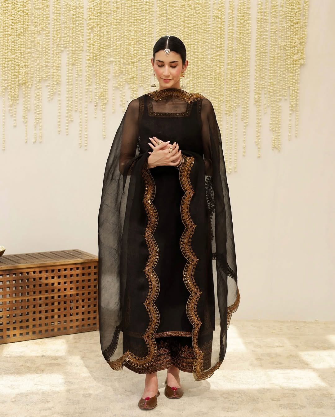 Black Opulence – Embroidered 3-Piece Chiffon Outfit