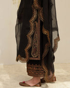 Black Opulence – Embroidered 3-Piece Chiffon Outfit